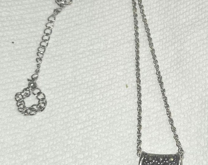 Vintage Sterling Silver Marcasite Pendant on a chain (Shelf)