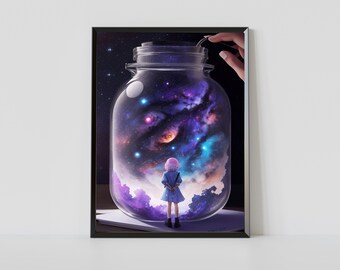 Lost Girl Printable Wall Art, Lost Girl Digital Print, Digital Print, Printable Wall Art, Digital, Digital Print, Space, Space Art, Cosmos