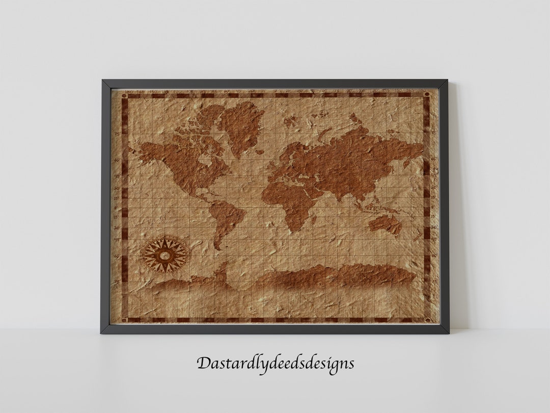 Vintage World Map Printable Printable World Map Vintage - Etsy