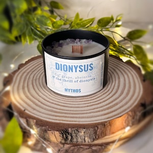 Bougie de soja parfumée/fondant pour cire Dionysus | Produits dérivés des fans, inspirés de la mythologie grecque, bougie d'autel, bougie en cristal