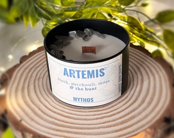 Artemis Scented Soy Candle/Wax Melt | Fandom Merch, Greek Mythology Inspired, Altar Candle, Crystal Candle