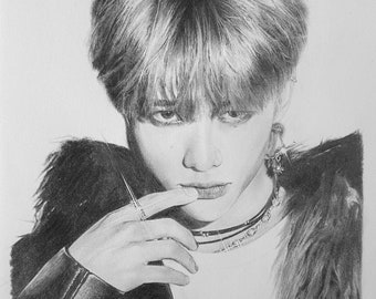 Hyunjin original graphite drawing