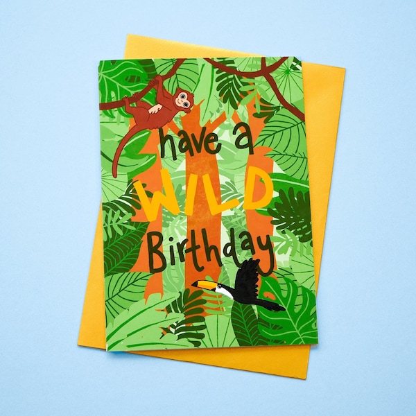 Wild Birthday Card | Jungle Children's Card | Monkey A6 Card