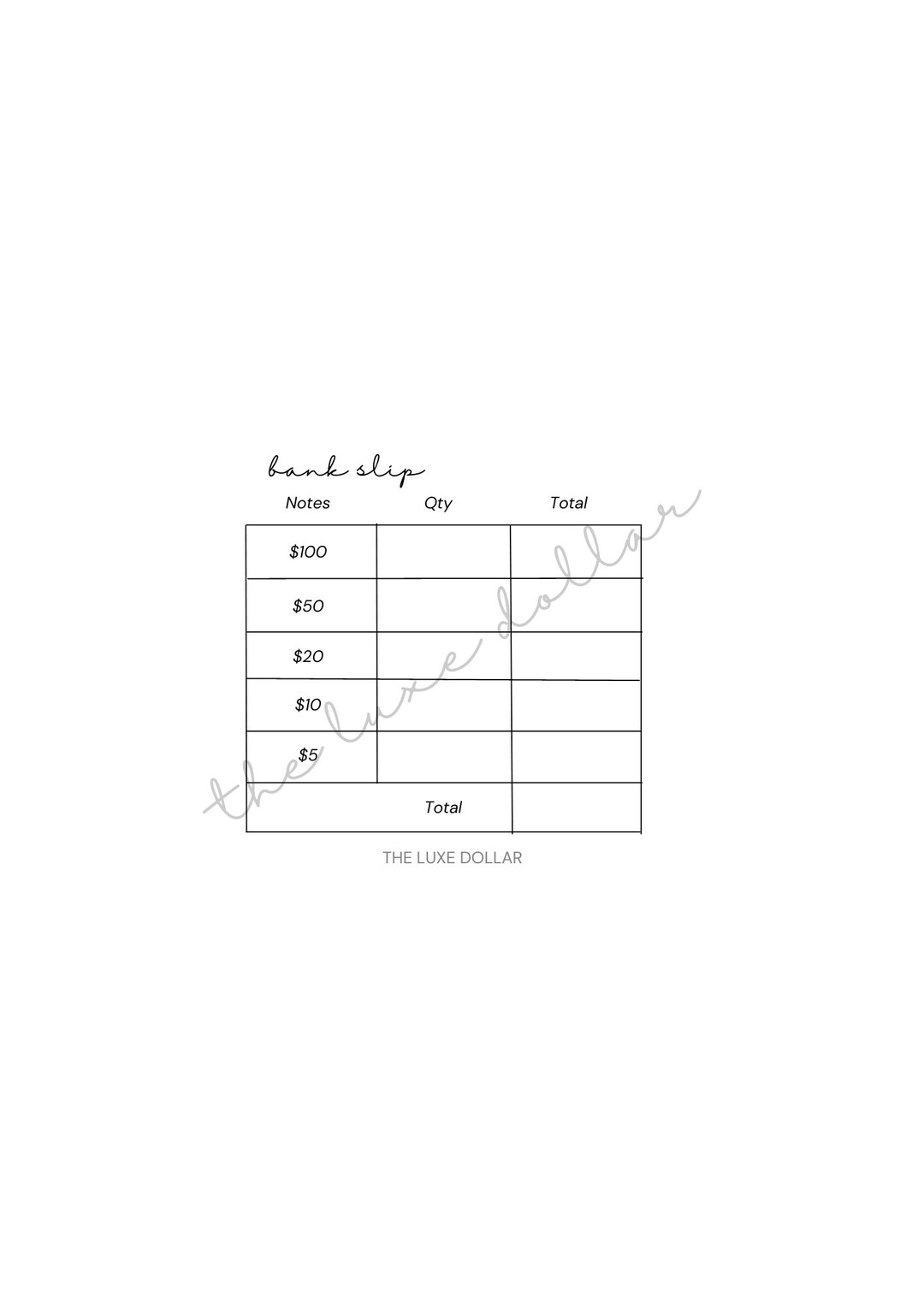 Bank Slip Cash Bank Slip Teller Bank Slip Bank Slip Digital Etsy