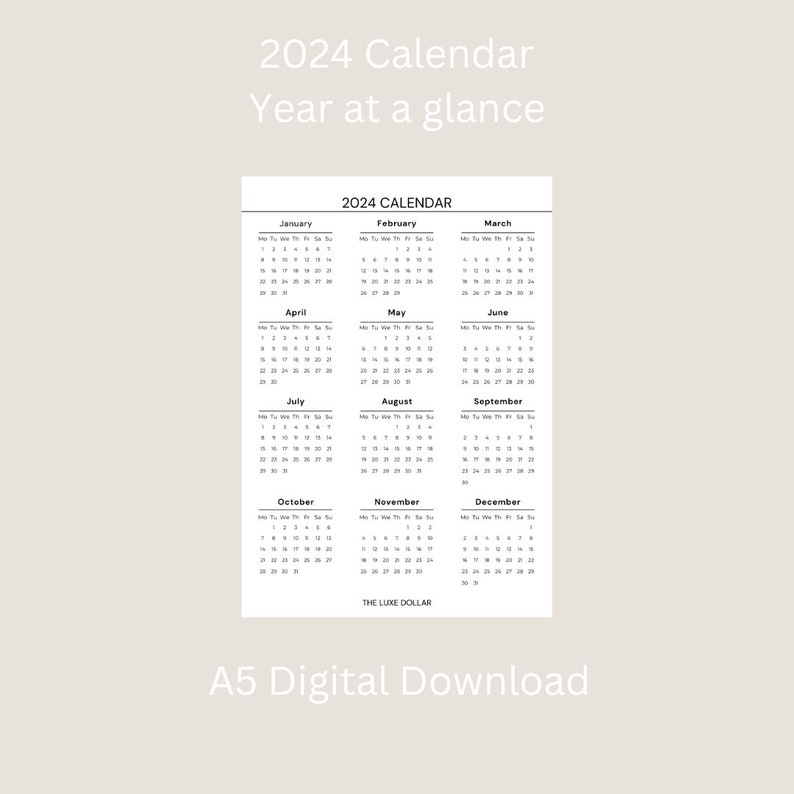 2024 2025 A5 Calendar Printable 2024 Calendar 2025 Calendar Year at a
