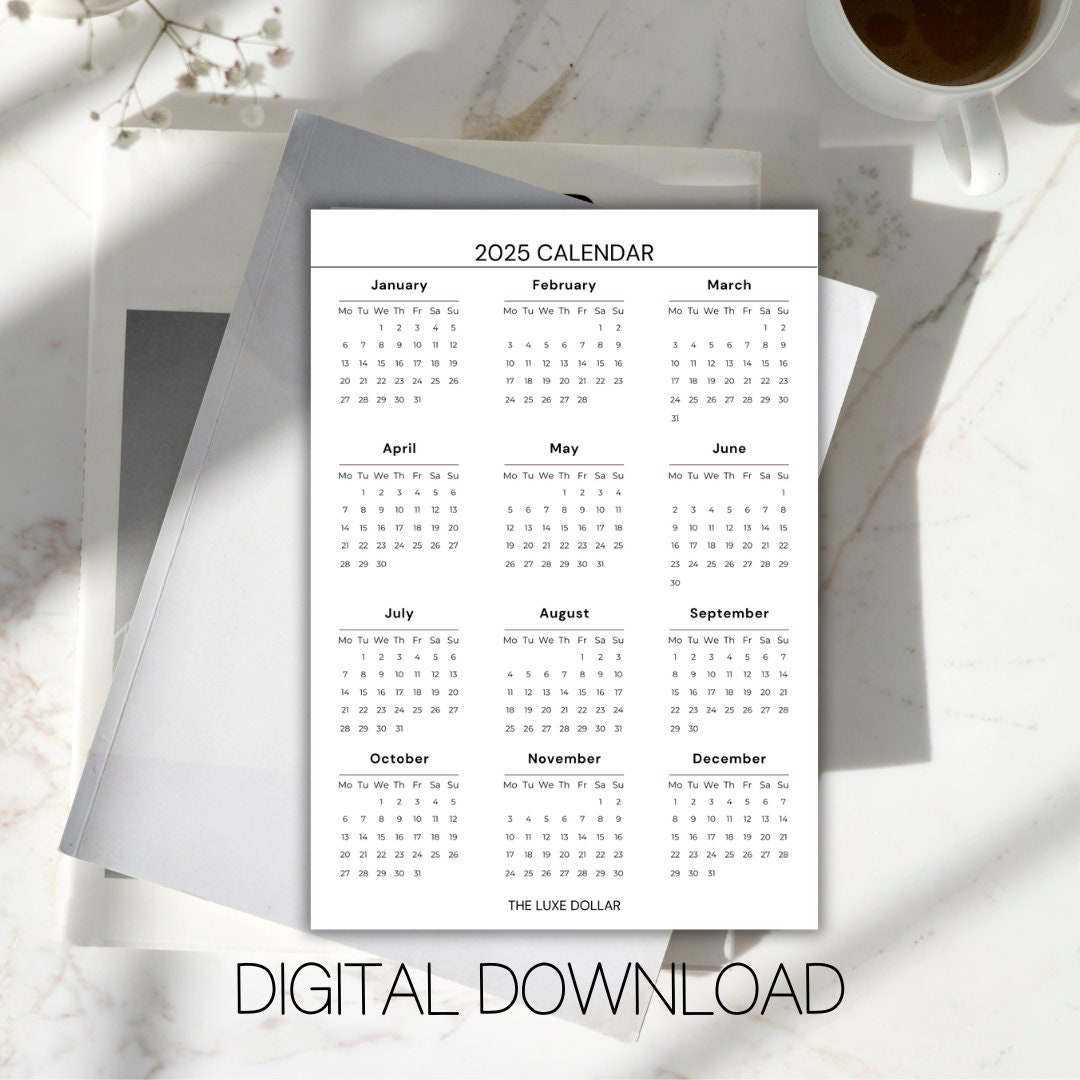 2024 2025 A5 Calendar Printable 2024 Calendar 2025 Calendar Year at a ...