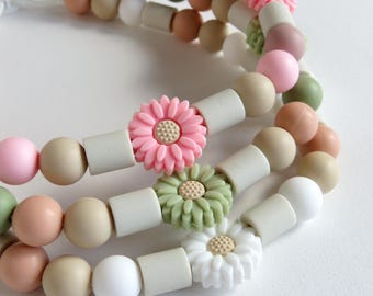 Flower Dog Necklaces with EM Ceramics and Silicone beads / Dogs Necklace natural tick repellent effect