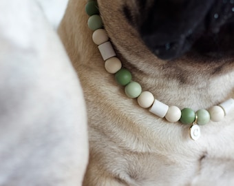 Hope Dog Necklaces with EM Ceramics and Silicone beads / Dogs Necklace natural tick repellent effect