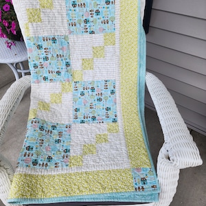 Reversible Baby Quilt: Whimsical Cotton Throw, 43x58 inches