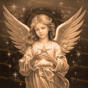 Laser Engrave File | 3D Illusion | PNG For Engraving | Glowforge | Design For Laser | PNG Burn | Digital File | Religious | Child | Angel