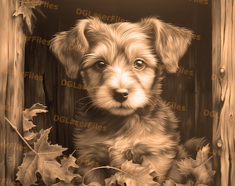 Laser Engrave File | PNG Engrave | Design For Laser | PNG Burn | Digital File | Dog Portrait | Puppy