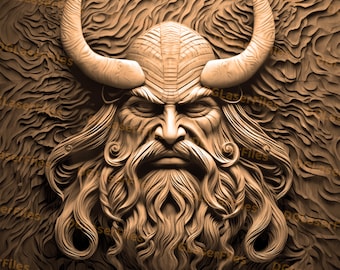 Archivo de grabado láser / Ilusión 3D / PNG para grabado / Glowforge / Diseño para láser / PNG Burn / Retrato vikingo / Guerrero