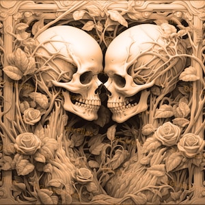 Laser Engrave File | 3D Illusion | PNG For Engraving | Glowforge | Design For Laser | PNG Burn | Digital File | Skeleton | Lovers