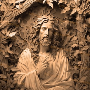 Archivo de grabado láser / Ilusión 3D / PNG para grabado / Forja brillante / Diseño para láser / Grabación PNG / Archivo digital / Retrato de Jesús