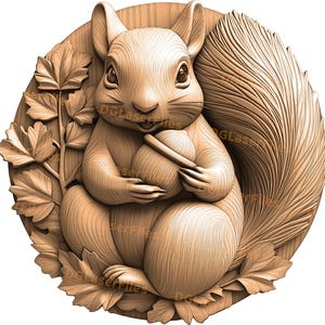 Squirrel | Carved Style | Laser Engrave File | 3D Illusion | PNG For Engraving | Glowforge | xTool | Laser Design | PNG Burn | Digital File