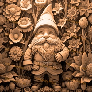 Laser Engrave File | 3D Illusion | PNG For Engraving | Glowforge | Design For Laser | PNG Burn | Digital File | Fantasy | Gnome