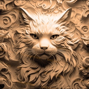 Laser Engrave File | 3D Illusion | PNG For Engraving | Glowforge | Design For Laser | PNG Burn | Digital File | Cat | Portrait