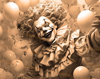 Laser Engrave File | 3D Illusion | PNG For Engraving | Glowforge | Design For Laser | PNG Burn | Digital File | Clown Portrait