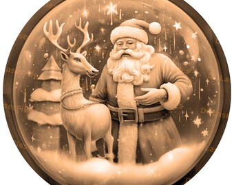 Laser Engrave File | 3D Illusion | PNG For Engraving | Glowforge | Design For Laser | PNG Burn | Digital File | Snow | Reindeer | Santa