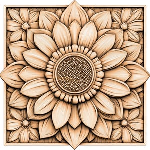 Sonnenblume | Blumen Dekor | Sommer | Laser brennen | Gravieren PNG-Datei | 3D Illusion | Lichtbrand | xTool | Glühschmiede