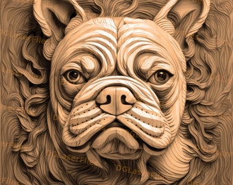 Laser Engrave File | 3D Illusion | PNG For Engraving | Glowforge | Design For Laser | PNG Burn | Digital File | Dog | French Bulldog