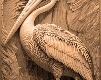 Laser Engrave File | 3D Illusion | PNG For Engraving | Glowforge | Design For Laser | PNG Burn | Digital File | Bird | Pelican