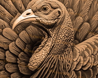 Laser Engrave File | 3D Illusion | PNG For Engraving | Glowforge | Lightburn | PNG Burn | Digital File | Thanksgiving | Bird | Turkey