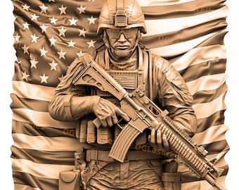 Archivo de grabado láser / Ilusión 3D / PNG para grabado / PNG para grabar / Archivo digital / Comando / Ejército / Soldado / Patriótico / Bandera estadounidense