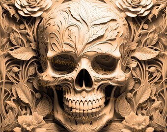 Laser Engrave File | 3D Illusion | PNG For Engraving | Glowforge | Design For Laser | PNG Burn | Digital File | Close Up Portrait | Skull