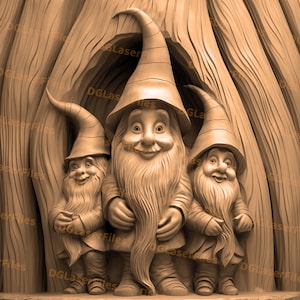 Laser Engrave File | 3D Illusion | PNG For Engraving | Glowforge | Design For Laser | PNG Burn | Digital File | Fantasy | Carved | Gnomes