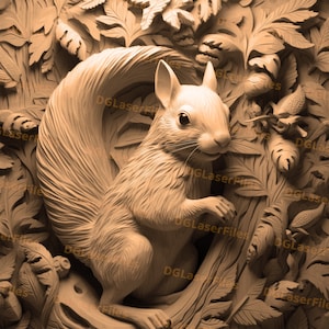 Laser Engrave File | 3D Illusion | PNG For Engraving | Glowforge | Design For Laser | PNG Burn | Digital File | Squirrel