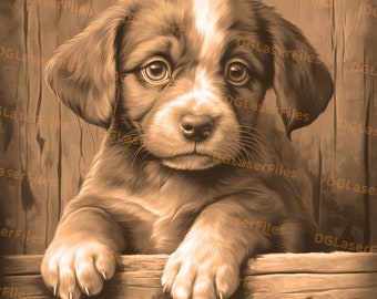 Laser Engrave File | PNG Engrave | Design For Laser | PNG Burn | Digital File | Dog Illustration | Portrait | Puppy