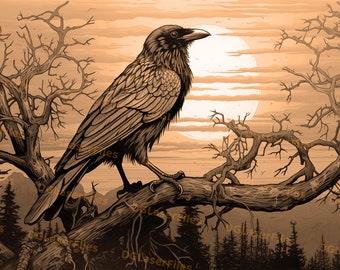 Laser Engrave File | 3D Illusion | PNG For Engraving | Glowforge | Design For Laser | PNG Burn | Digital File | Dark | Bird | Raven