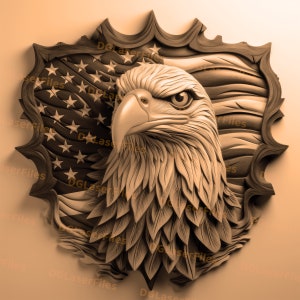 Laser Engrave File | 3D Illusion | PNG For Engraving | Glowforge | PNG Burn | Digital File | Eagle Portrait | Patriotic | American Flag