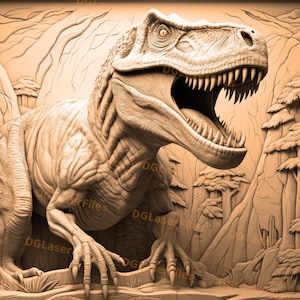 Laser Engrave File | 3D Illusion | PNG For Engraving | Glowforge | Design For Laser | PNG Burn | Digital File | Dinosaur | T-rex