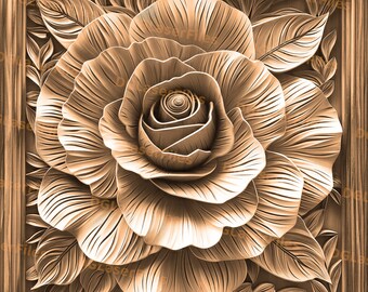 Archivo de grabado láser, Ilusión 3D, PNG para grabado, Forja luminosa, Quemar PNG, Archivo digital, Quemadura de luz, Aspecto tallado, Belleza, Rosa