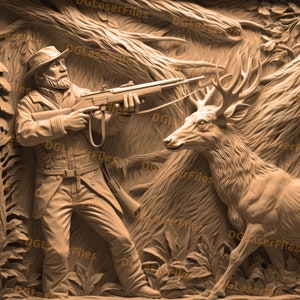 Laser Engrave File | 3D Illusion | PNG For Engraving | Glowforge | Design For Laser | PNG Burn | Digital File | Deer | Hunter