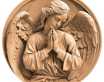 Laser Engrave File | 3D Illusion | PNG For Engraving | Glowforge | Design For Laser | PNG Burn | Religious | Memorial | Round Decor | Angel