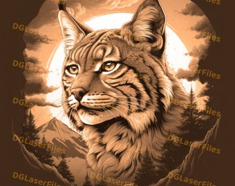 Archivo de grabado láser / Ilusión 3D / PNG para grabado / Glowforge / Diseño para láser / PNG Burn / Archivo digital / Lynx / American Bobcat
