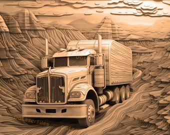 Laser Engrave File | 3D Illusion | PNG For Engraving | Glowforge | Design For Laser | PNG Burn | Digital File | Laser Ready | American Truck