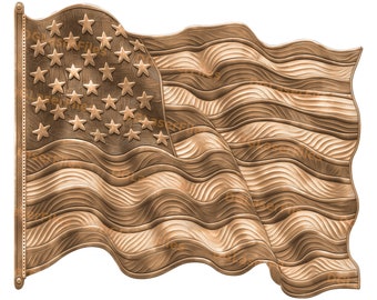 Laser Engrave File | 3D Illusion | PNG For Engraving | Laser Design | PNG Burn | Digital File | Independence Day | Patriotic | American Flag