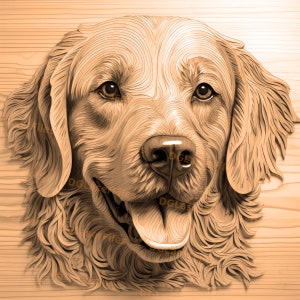 Laser Engrave File | 3D Illusion | PNG For Engraving | Glowforge | Design For Laser | PNG Burn | Digital File | Dog | Golden Retriever