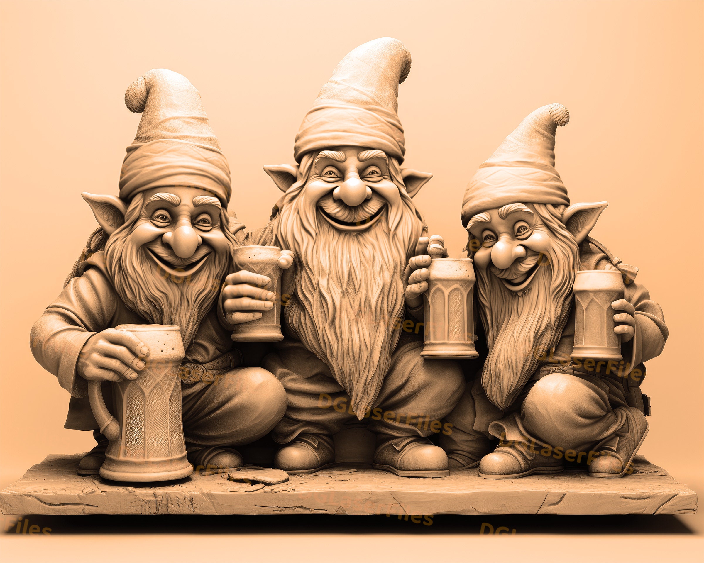 Laser Engrave File | 3D Illusion | PNG For Engraving | Glowforge | Design For Laser | PNG Burn | Digital File | Drunken Gnomes | Beer