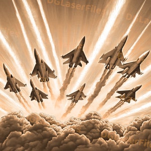 Laser Engrave File | 3D Illusion | PNG For Engraving | Glowforge | PNG Burn | Digital File | USA Army | Fighter Jets Formation