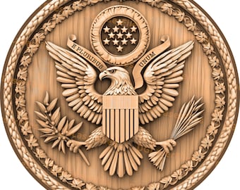 American Eagle Great Seal Symbol | Laser Engrave File | 3D Illusion | PNG For Engraving | Laser Burn PNG | Digital File