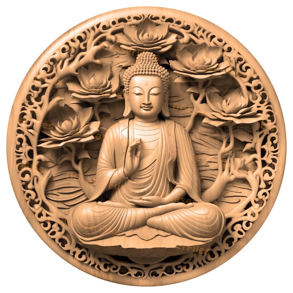 Laser Engrave File | 3D Illusion | PNG For Engraving | Glowforge | PNG Burn | Digital File | Carved Look | Buddha