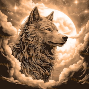 Laser Engrave File | 3D Illusion | PNG For Engraving | Glowforge | Design For Laser | PNG Burn | Digital File | Wolf Portrait | Fantasy