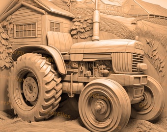 Laser Engrave File | 3D Illusion | PNG For Engraving | Glowforge | Design For Laser | PNG Burn | Digital File | Vehicle | Farm Tractor