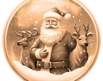 Laser Engrave File | 3D Illusion | PNG For Engraving | Glowforge | Design For Laser | PNG Burn | Digital File | Winter | Xmas | Santa Claus