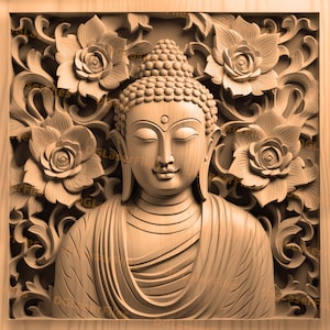 Laser Engrave File | 3D Illusion | PNG For Engraving  | PNG Burn | Digital File | Carved Look | Religion | Buddha